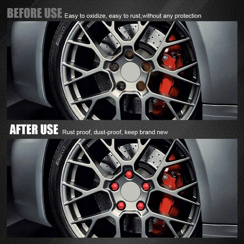 Lyxheth 20PCS Lug Nut Covers, Bolt Covers Caps, Auto Hub Screw Protector with Remover Tool, 19 mm Inner Hex Wheel Bolt Dust Caps Cover Decorative Car Accessories Universal for Most Cars (Red, 19mm) - Image 4
